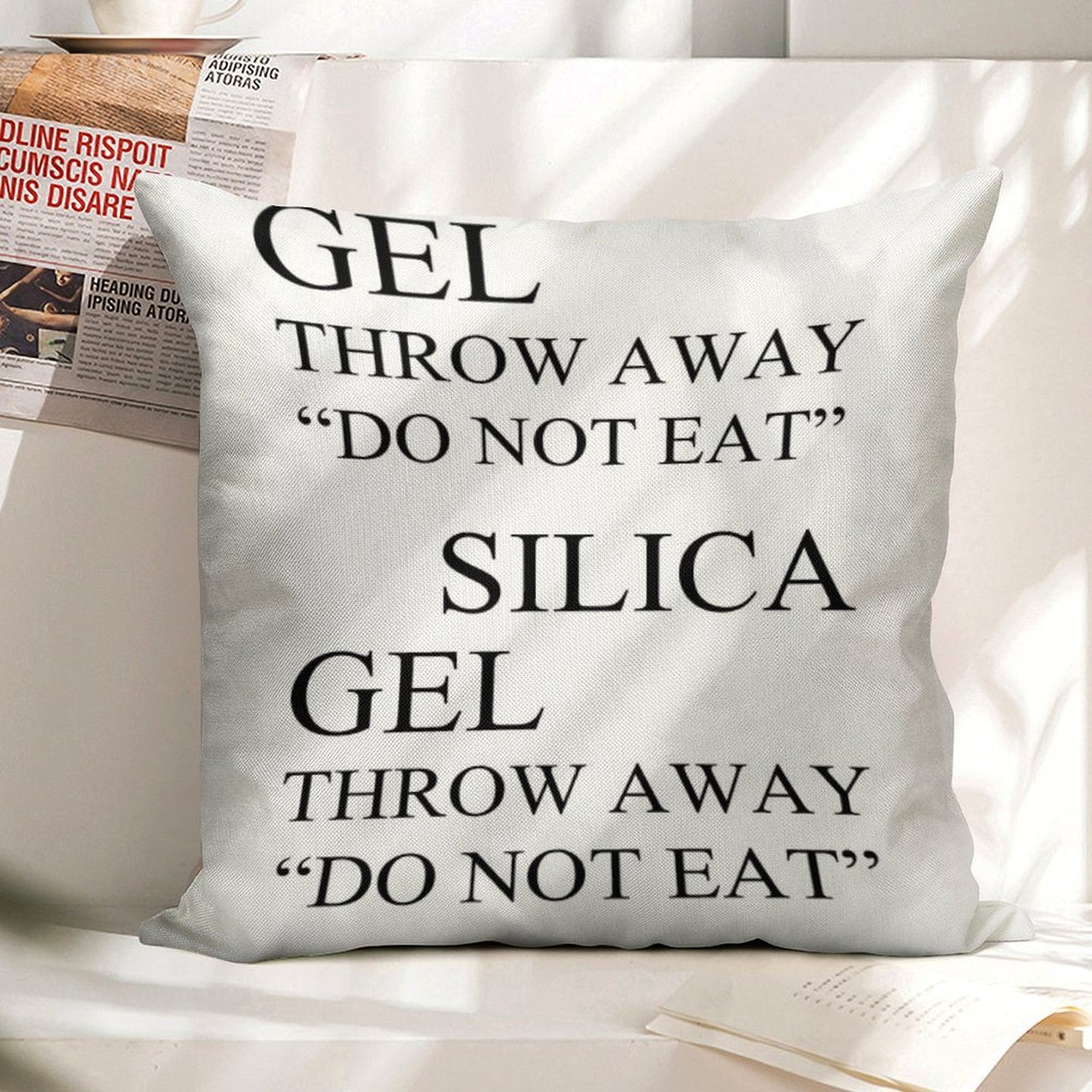 Silica Gel Package Linen Throw Pillow Cover