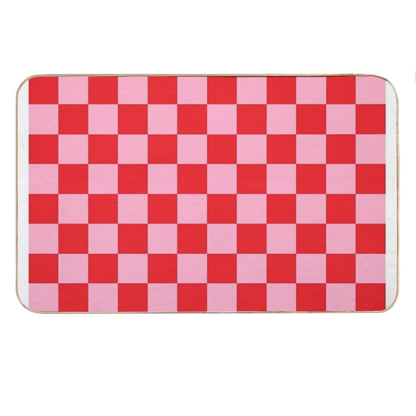 Checkered Pink And Red Bath Mat