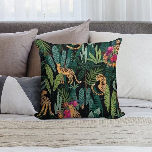 Tropical Cheetah Print Soft Hidden Zipper Throw Pillow