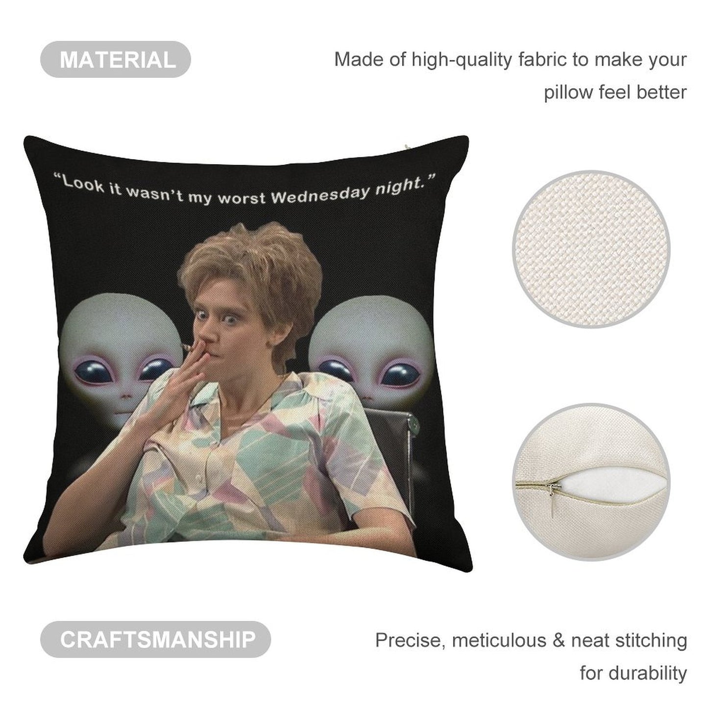 Kate Mckinnon Aliens Linen Throw Pillow Cover