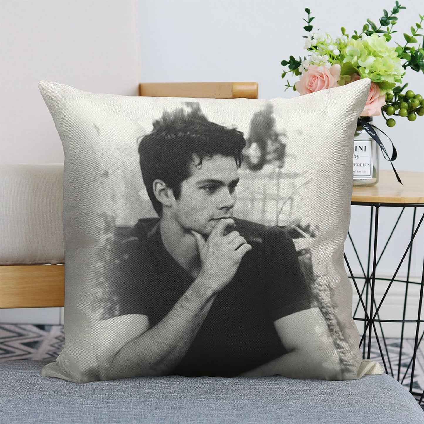 Dylan O'Brien Linen Throw Pillow Cover
