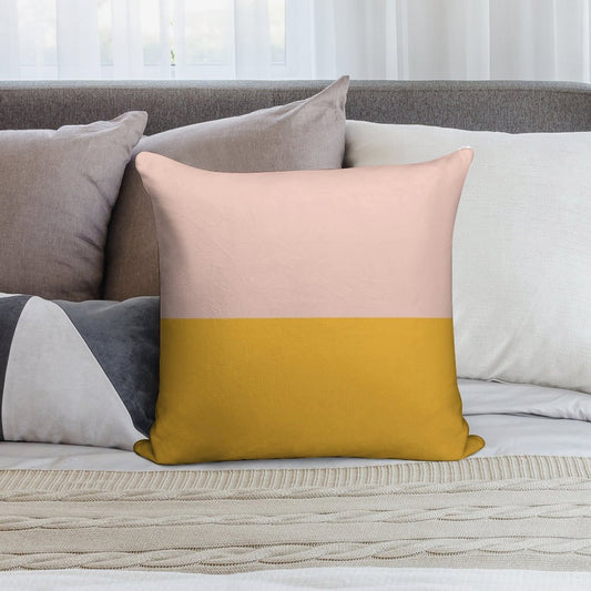 Blush Pink And Mustard Yellow Minimalist Color Block 2 Soft Washable Throw Pillow