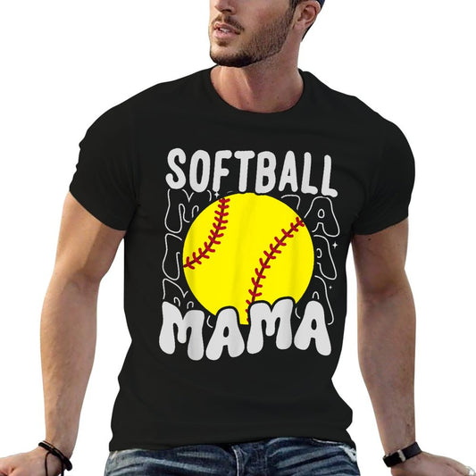 Groovy Softball Mama Softball Daughters Game Mothers Day T-Shirt