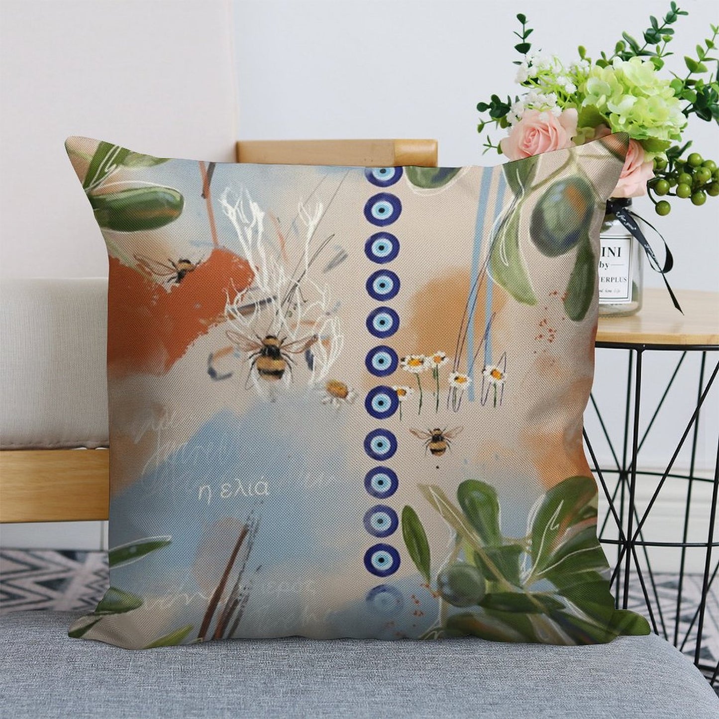The Olive Tree Linen Throw Pillow Cover