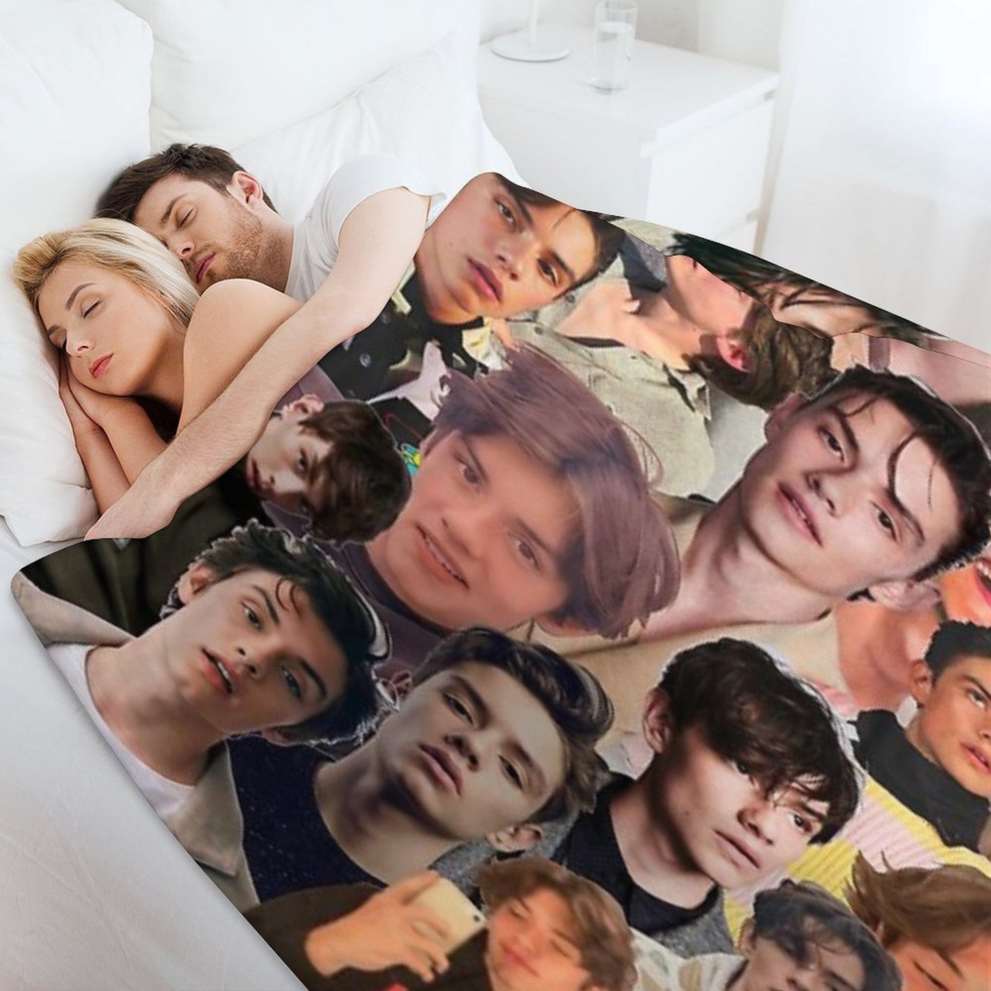 Louis Partridge Photo Collage Throw Blanket