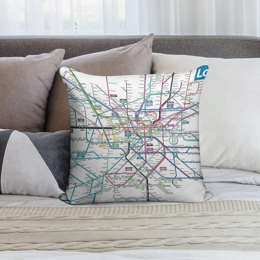 London AllRail Map Soft High-Density Material Throw Pillow