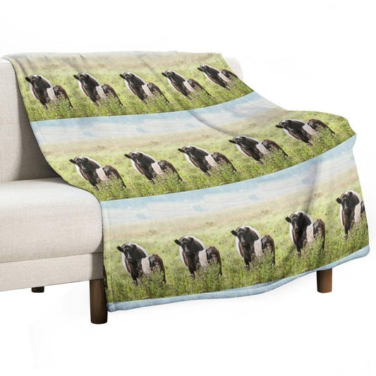 Belted Galloway Cow And Calf Throw Blanket