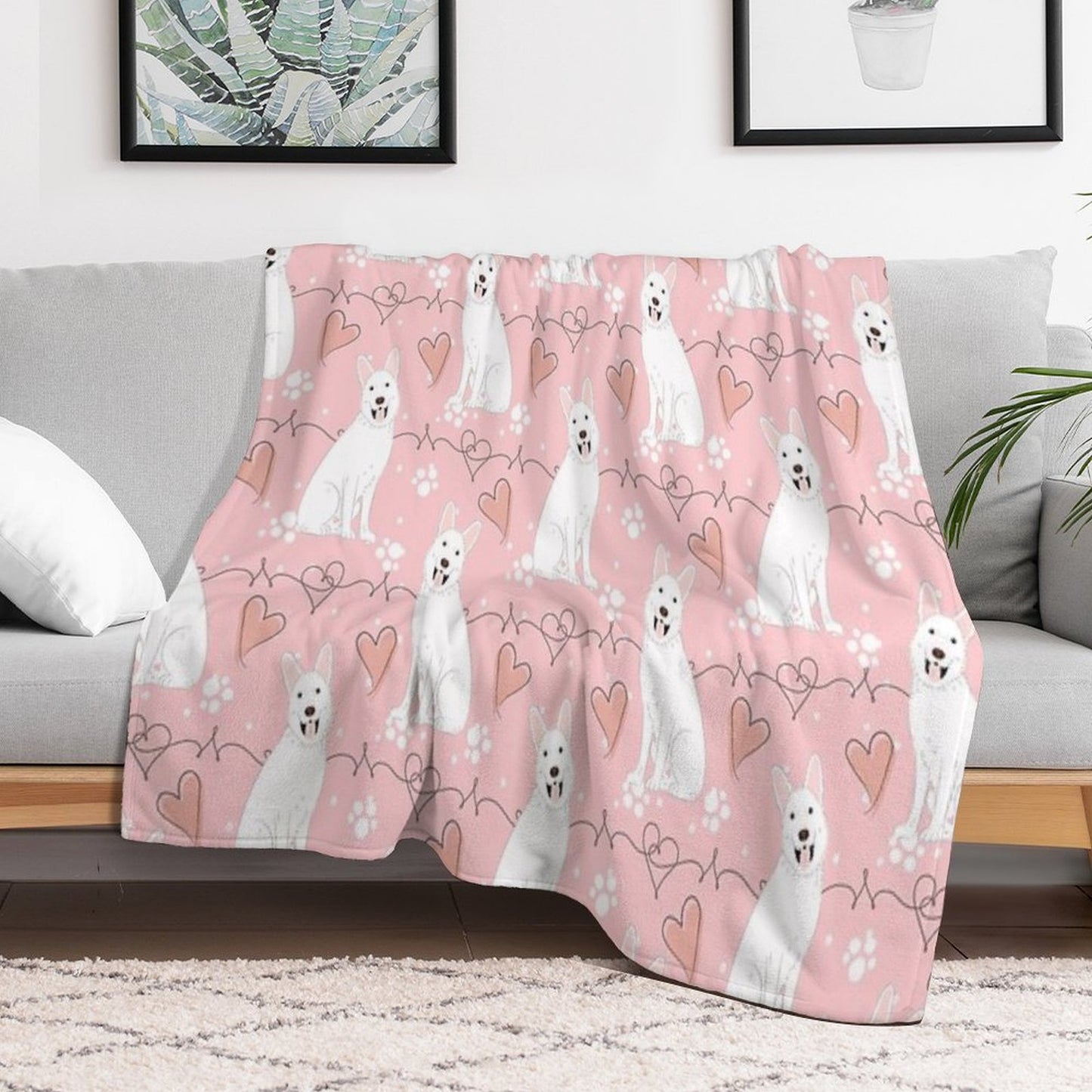 LOVE White German Shepherd Throw Blanket
