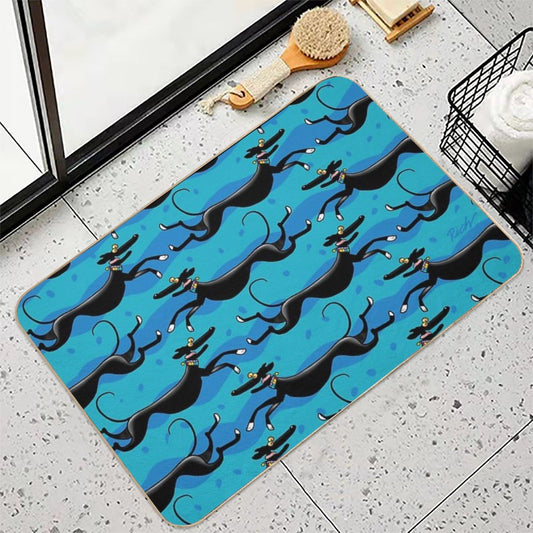 Blue Zoomies Pattern Bath Mat
