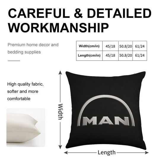 MAN Logo Linen Throw Pillow Cover