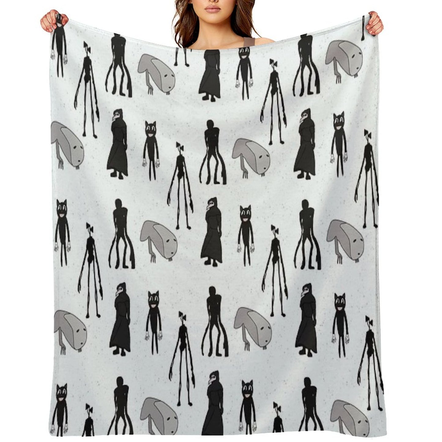 Siren Head, Breaking News, Witch Dr, Bridge Worm, Cartoon Cat Throw Blanket