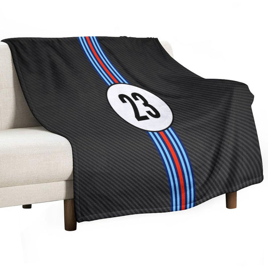 Racing Stripes Carbon Background 23 Throw Blanket