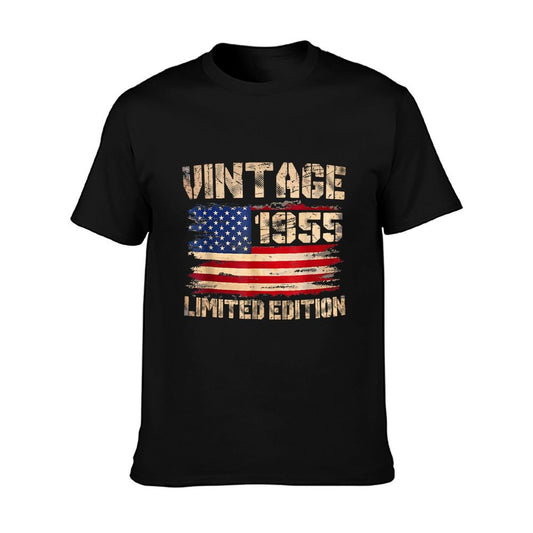 Vintage 1955 70th Birthday Gifts 70 Year Old American Flag T-Shirt