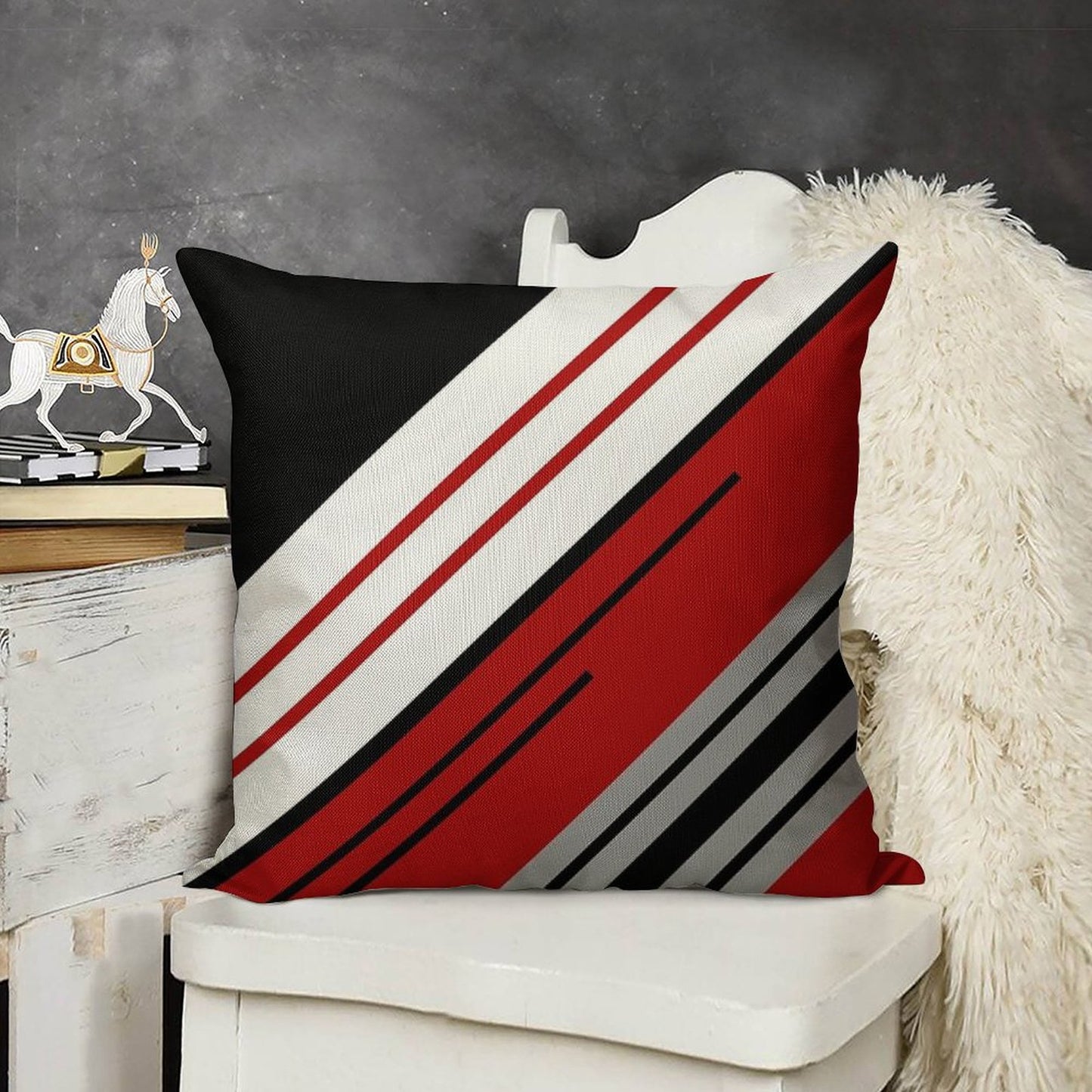 Diagonal Stripes Design Linen Throw Pillow Cover