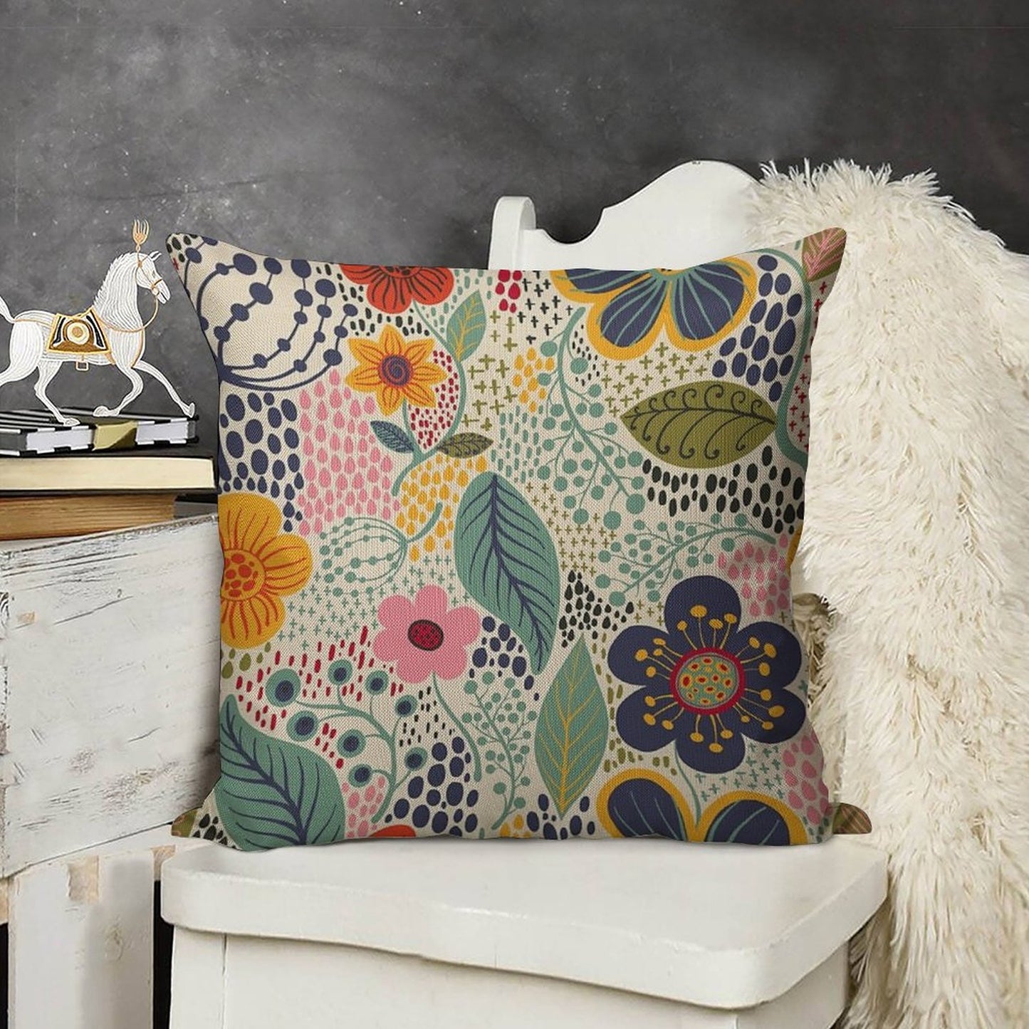 Secret Garden Linen Throw Pillow Cover