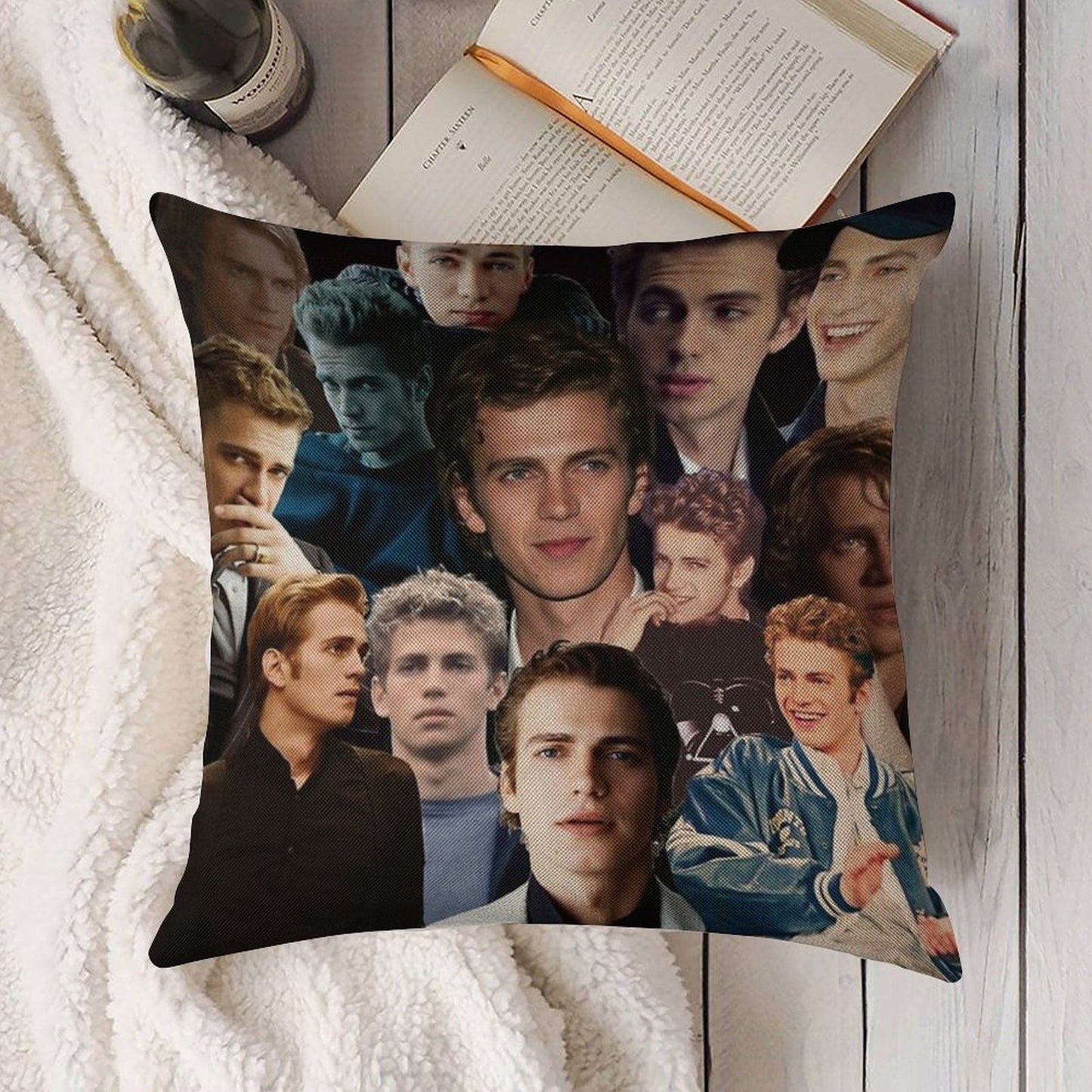 Hayden Christensen Hot Collage Linen Throw Pillow Cover