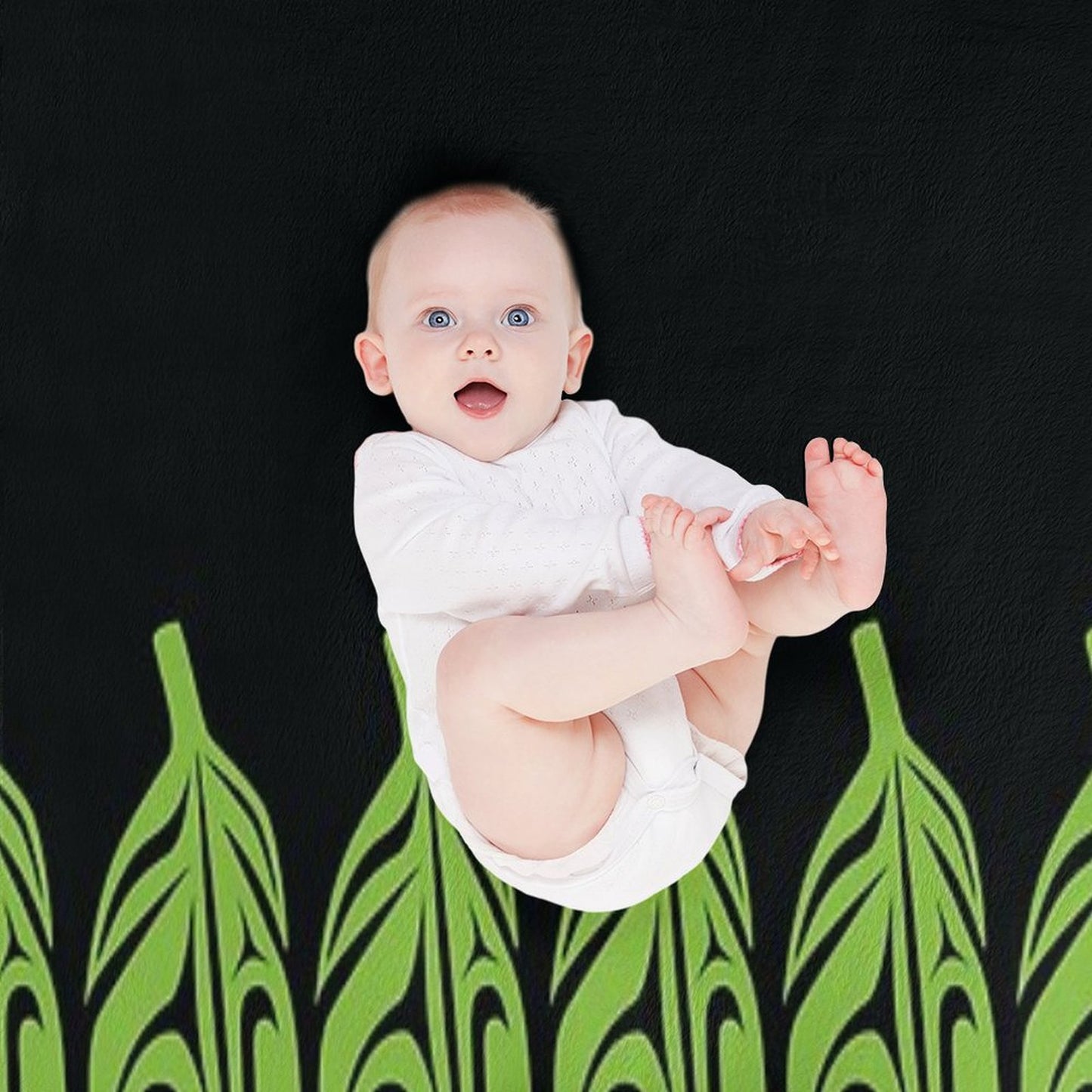 Feathers - Lime Green on Black Throw Blanket