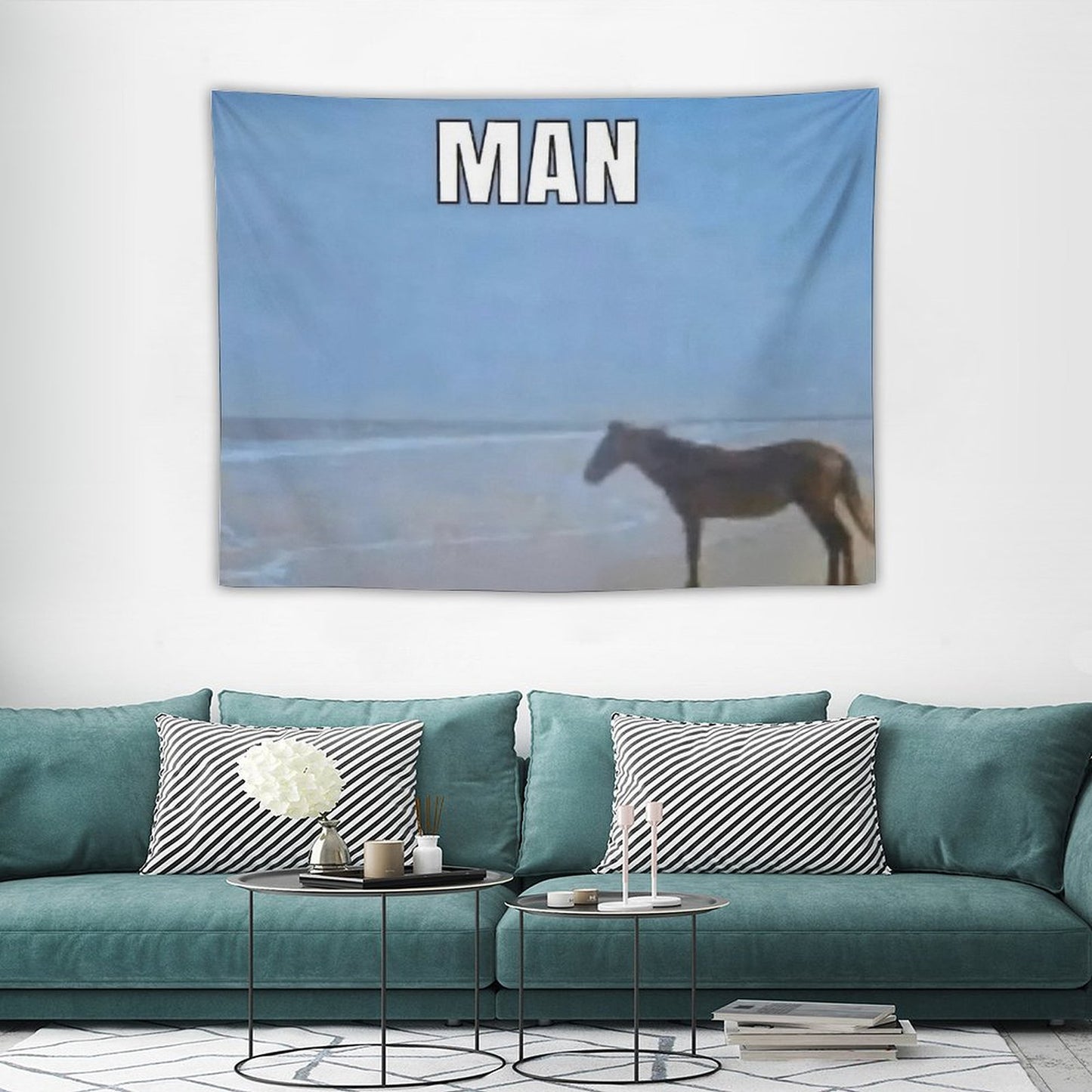 Horse Looking Out to Sea Meme Tapestry