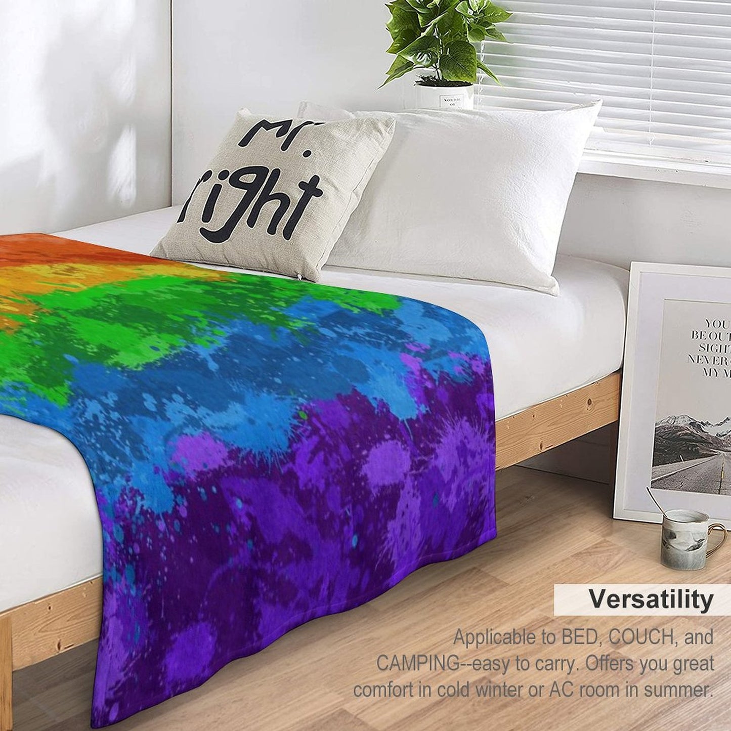 Abstract Paint Splatter LGBTQ Pride Rainbow Flag Background Throw Blanket