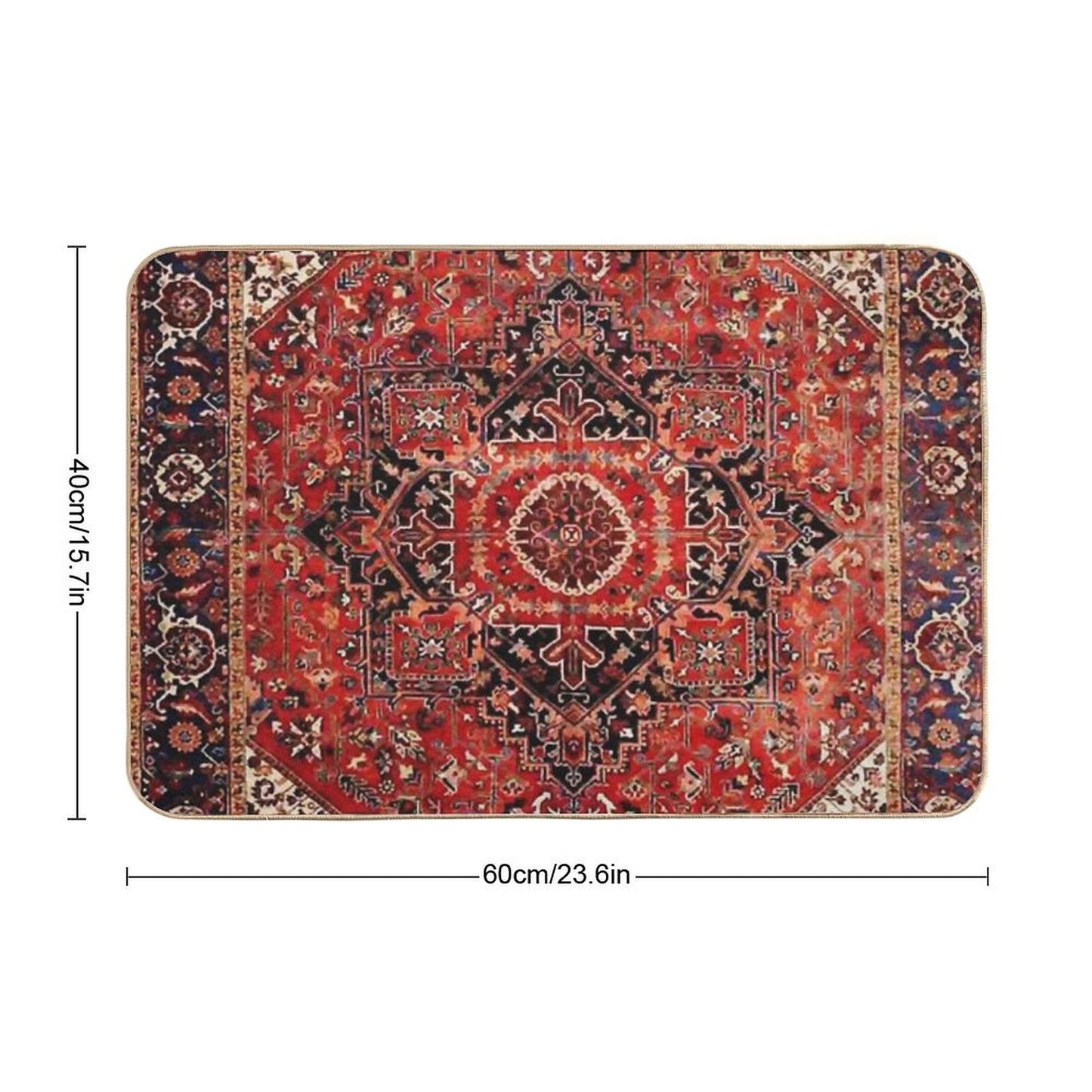 Heriz Antique Vintage Boho Persian Carpet Print Bath Mat