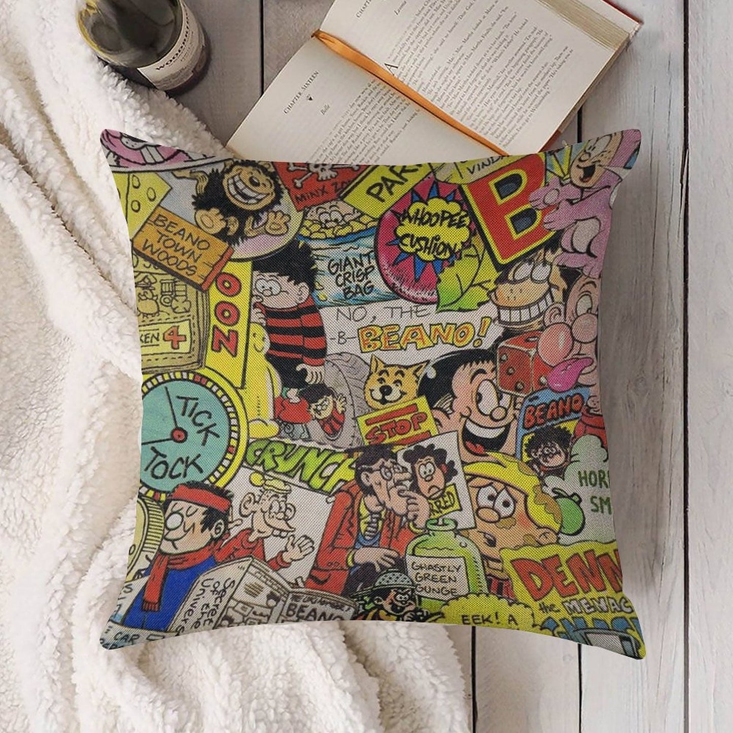 Beano Linen Throw Pillow Cover