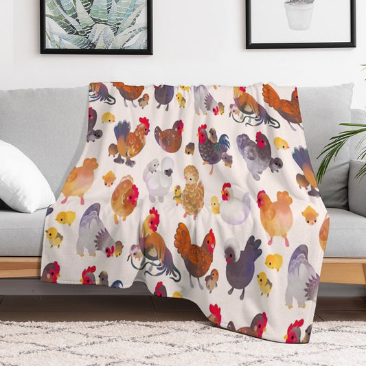 Chicken And Chick - Pastel Throw Blanket