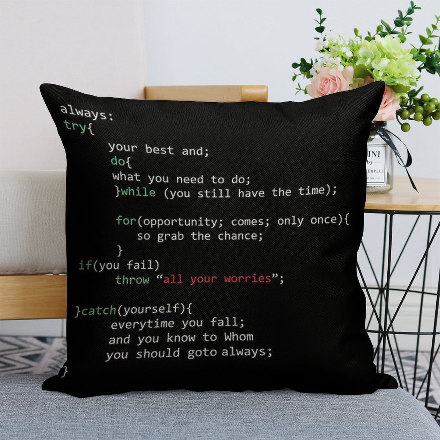 Geek Coder Linen Throw Pillow Cover