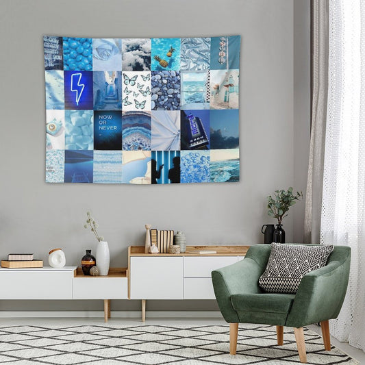 Blue Aesthetic Tumblr Collage Tapestry