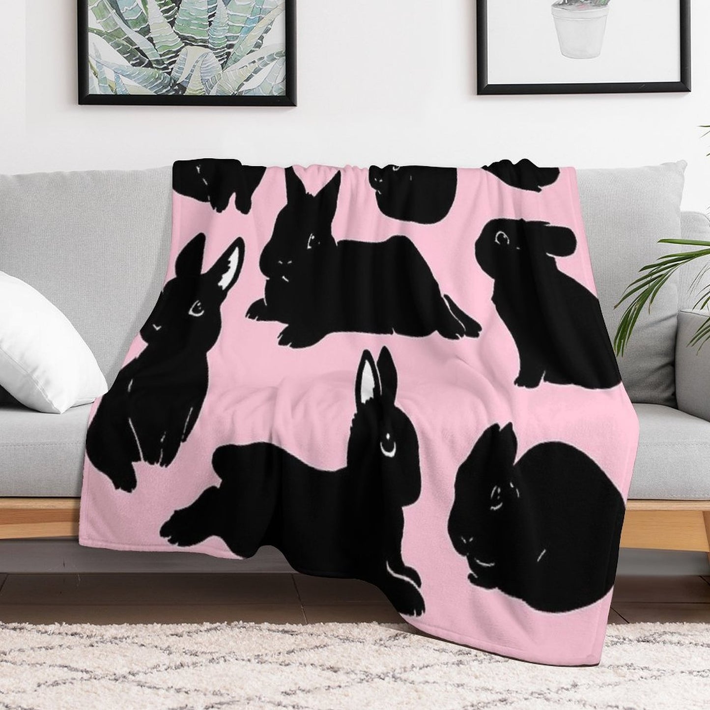 Black Bunny Collection Throw Blanket