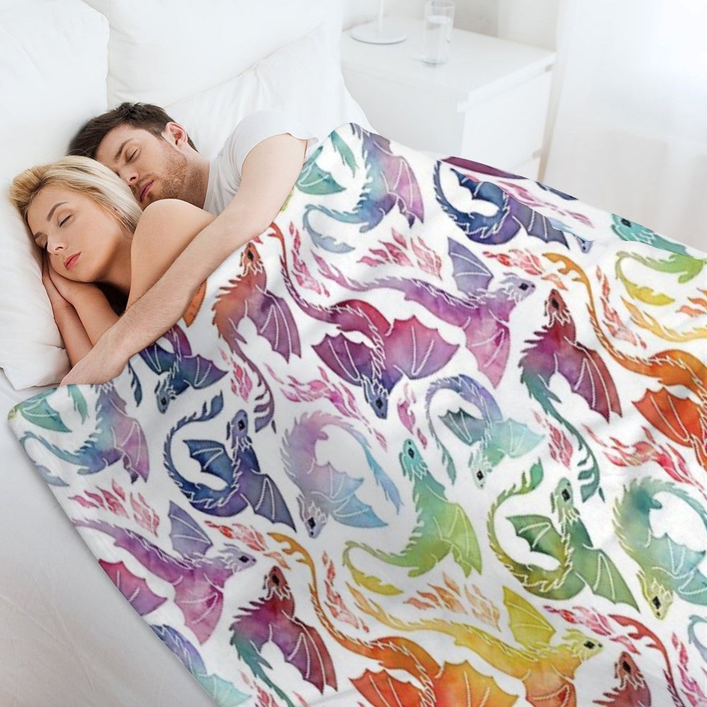 Dragon Fire Rainbow Throw Blanket