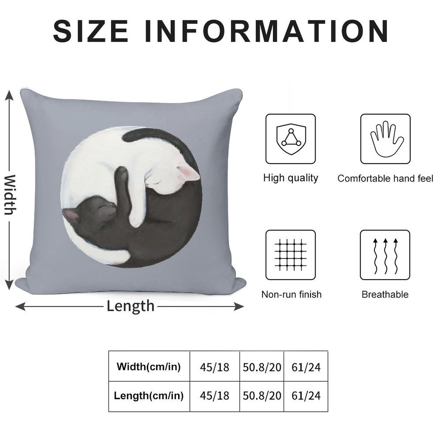 Yin Yang Balancing Cats Soft Bedroom Essential Throw Pillow