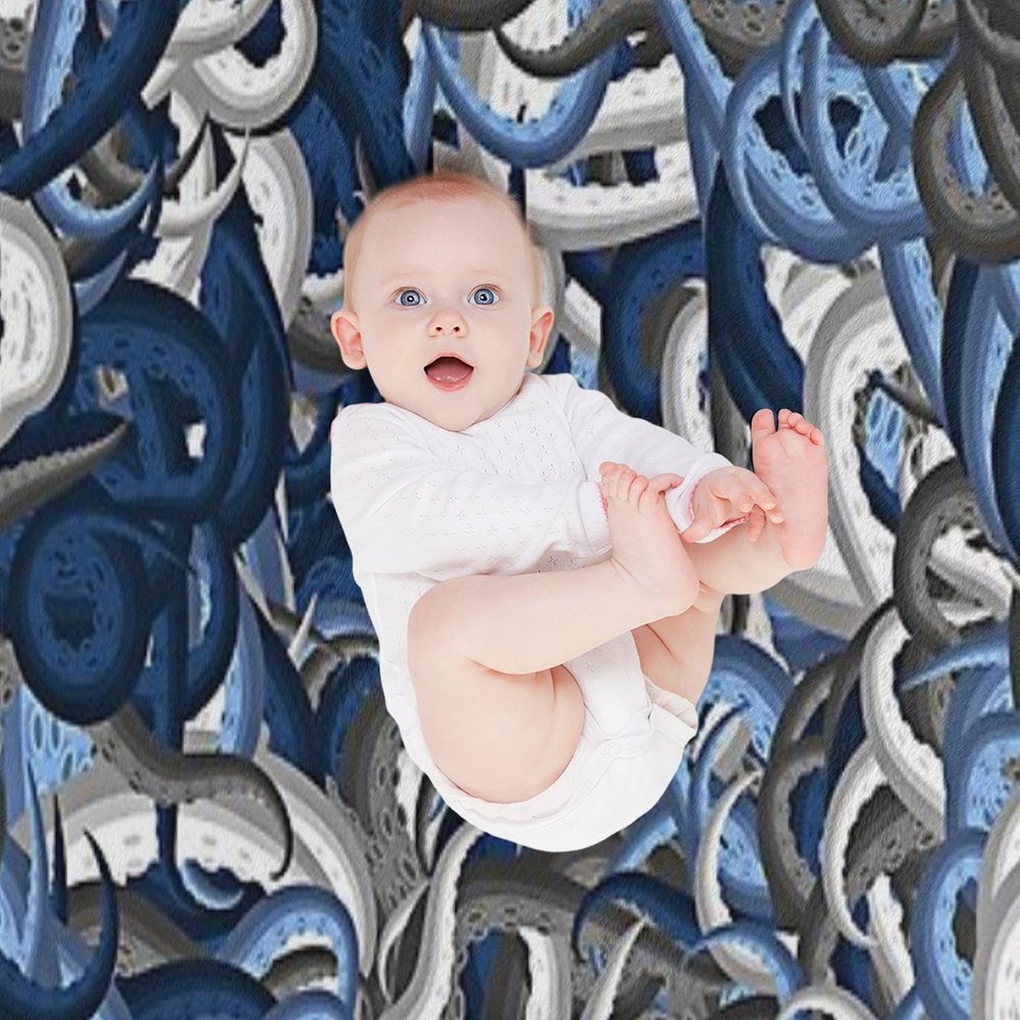 Blue Tentacles Camouflage Throw Blanket