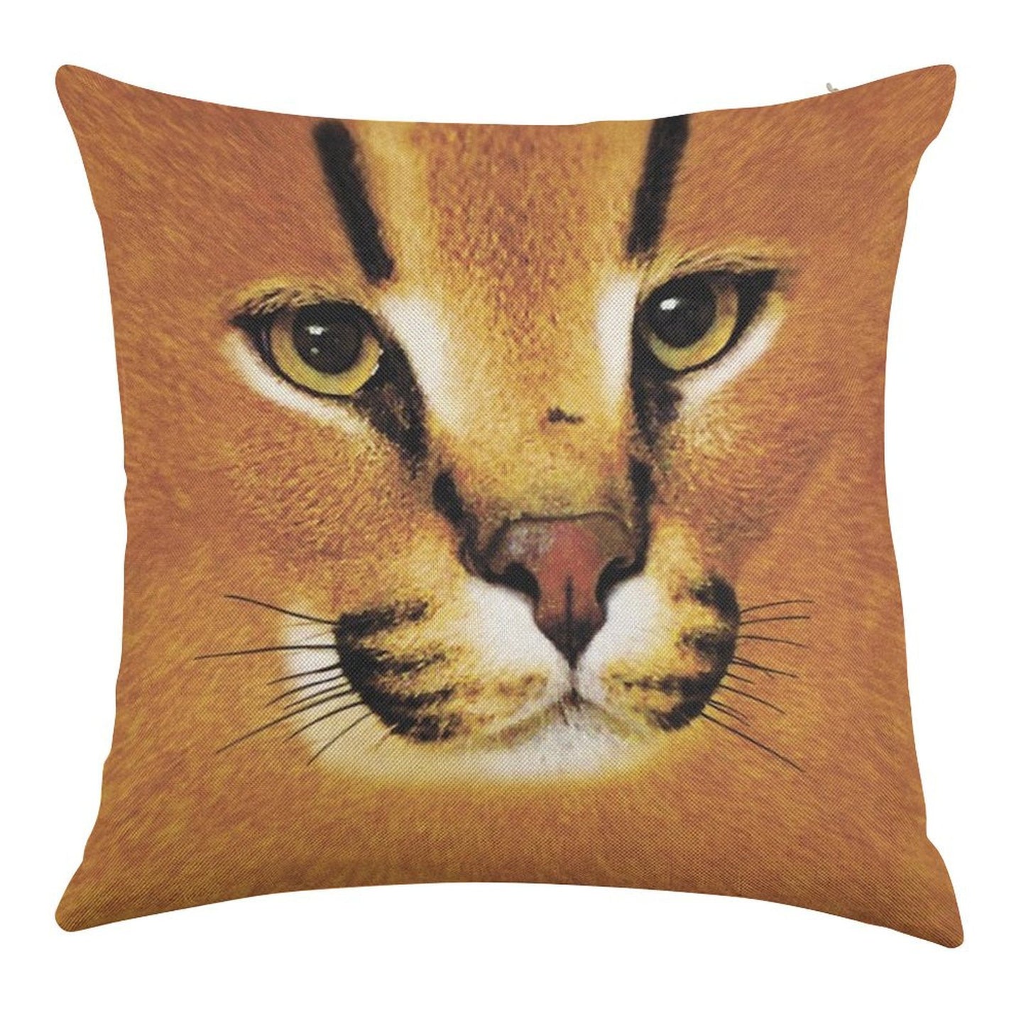 Big Floppa Face Linen Throw Pillow Cover