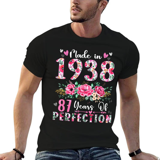 87 Year Old Made In 1938 Floral 87th Birthday Women T-Shirt