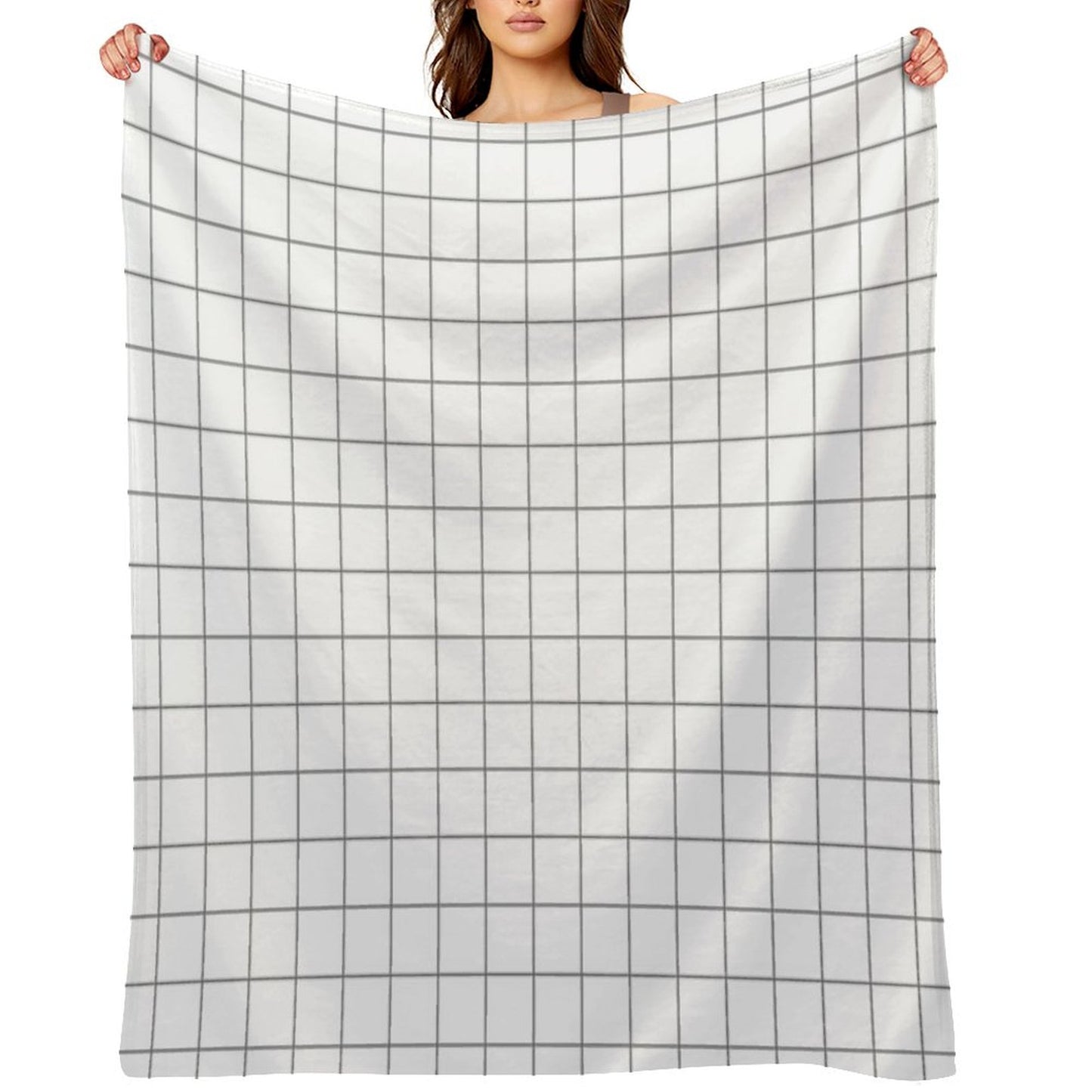 Grid White Gray Throw Blanket