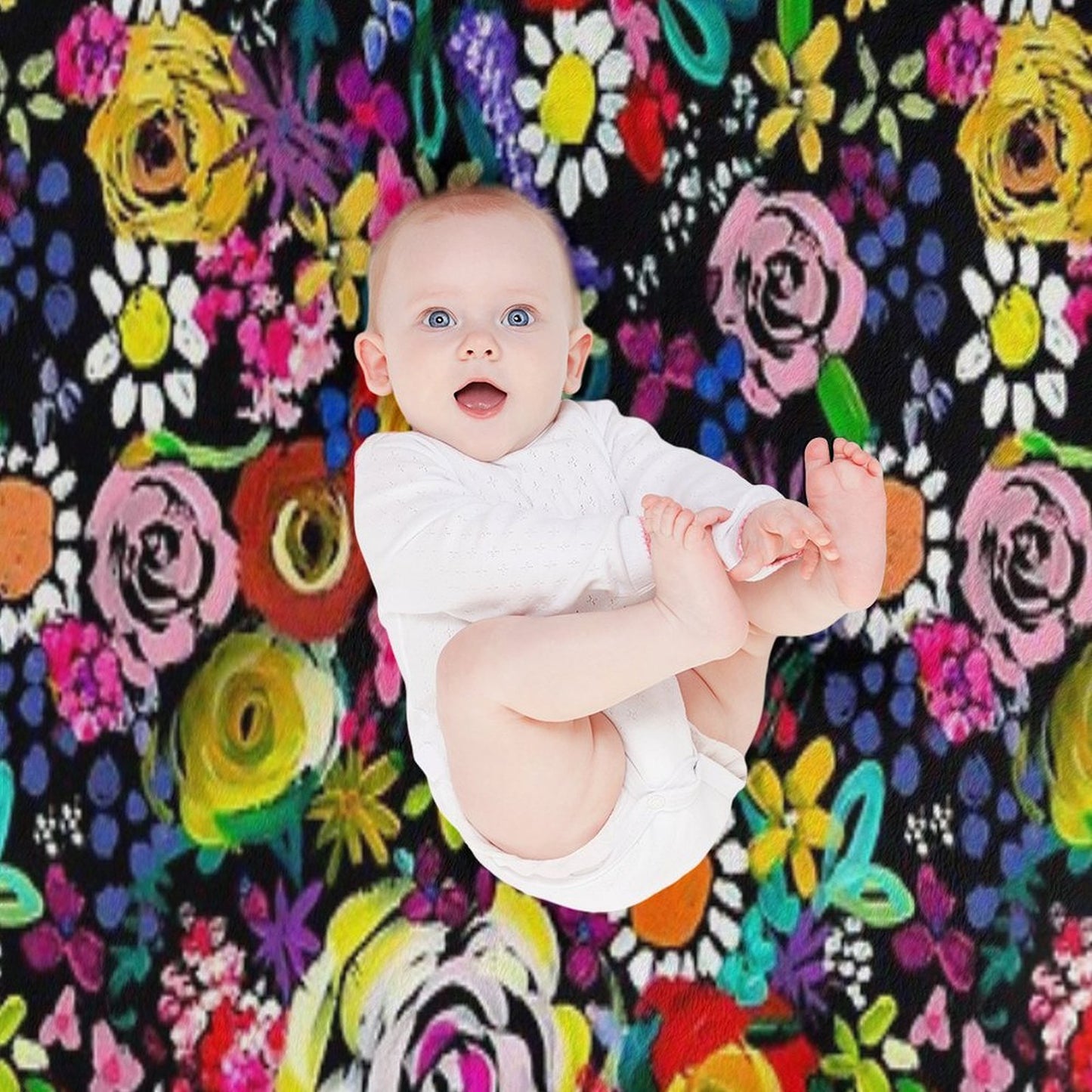 Les Fleurs Vibrant Floral Painting Print Throw Blanket
