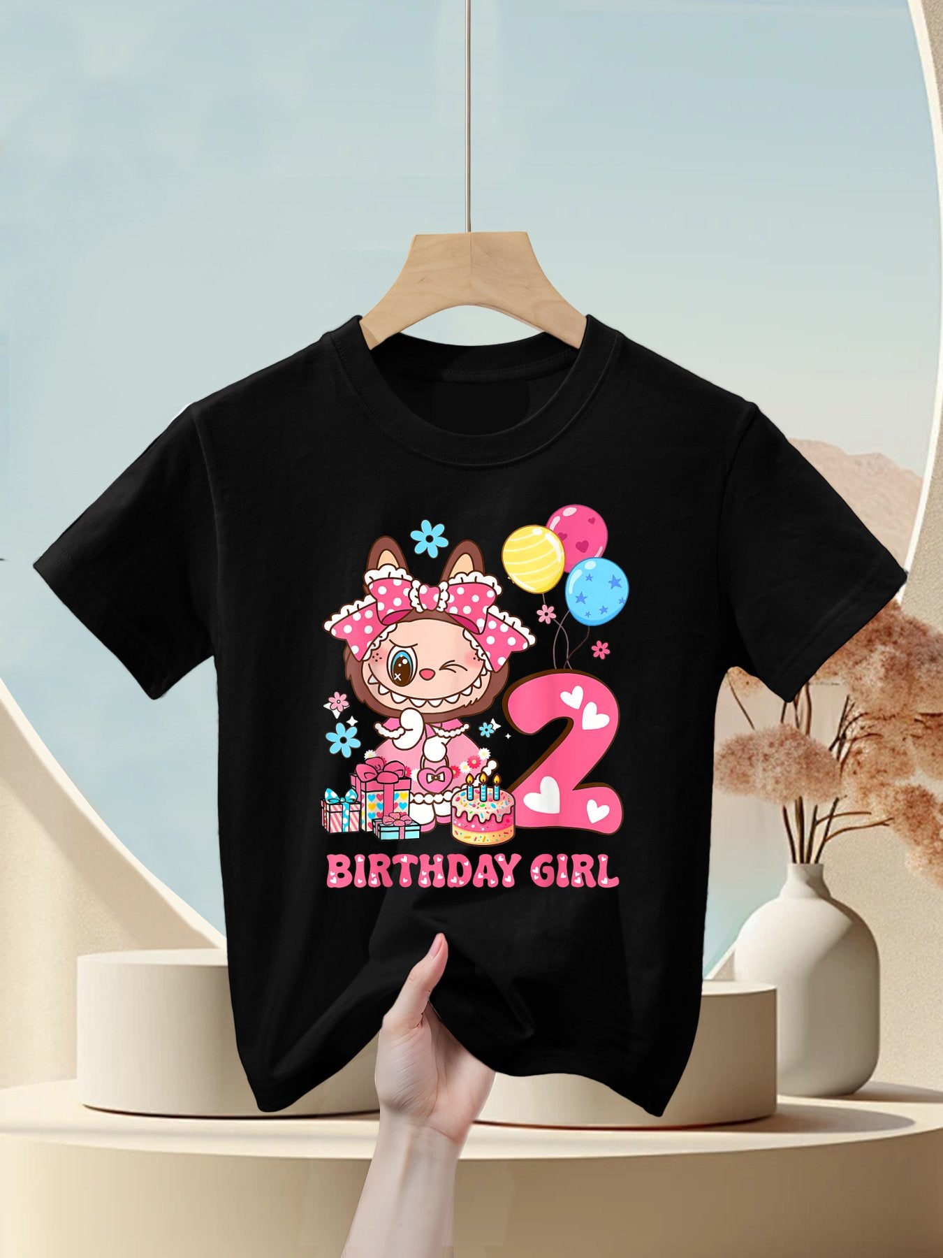 2nd Birthday Girls Kidsns Funny Labubu Kids T-Shirt