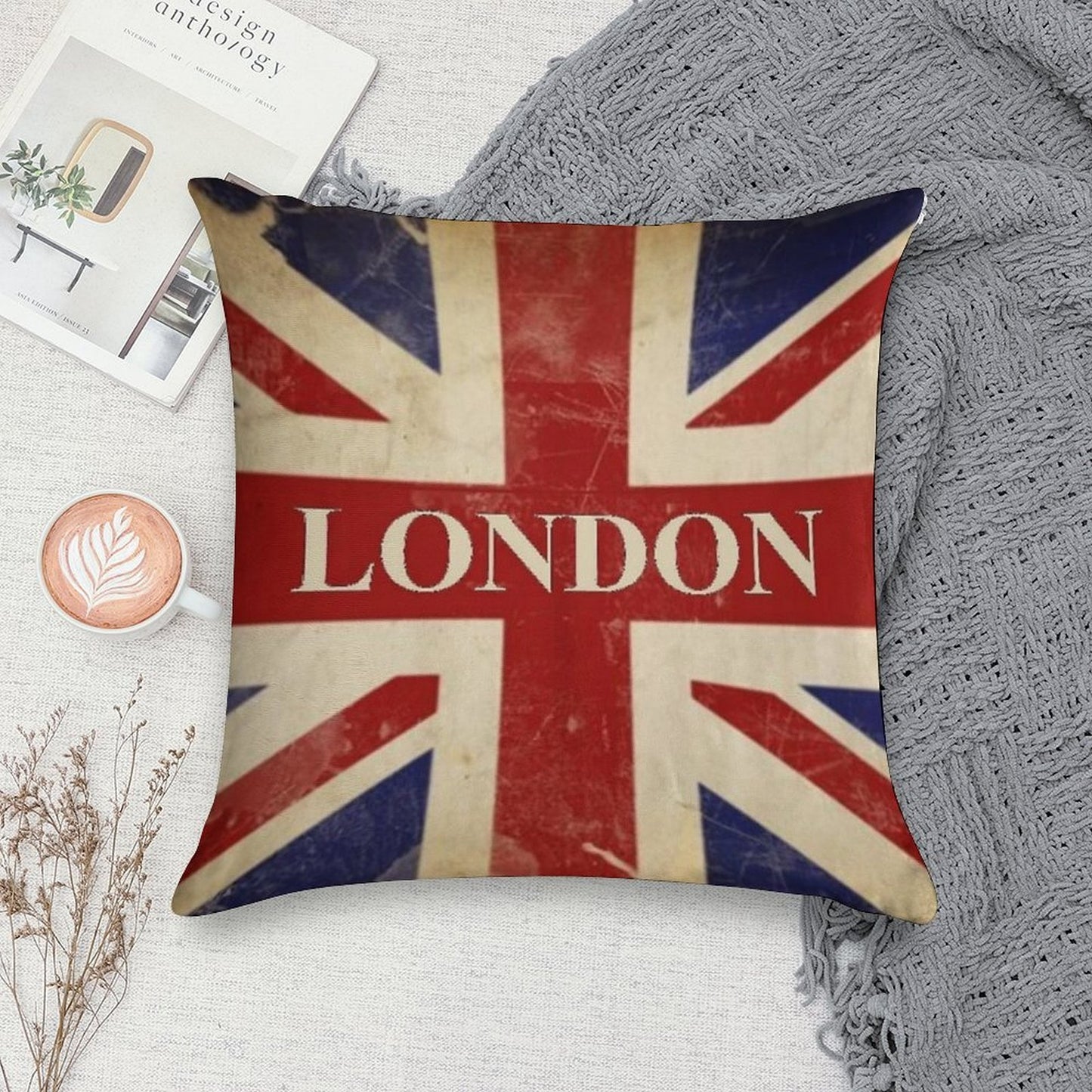 London - Union Jack - I Love London Soft Anti-Pilling Throw Pillow