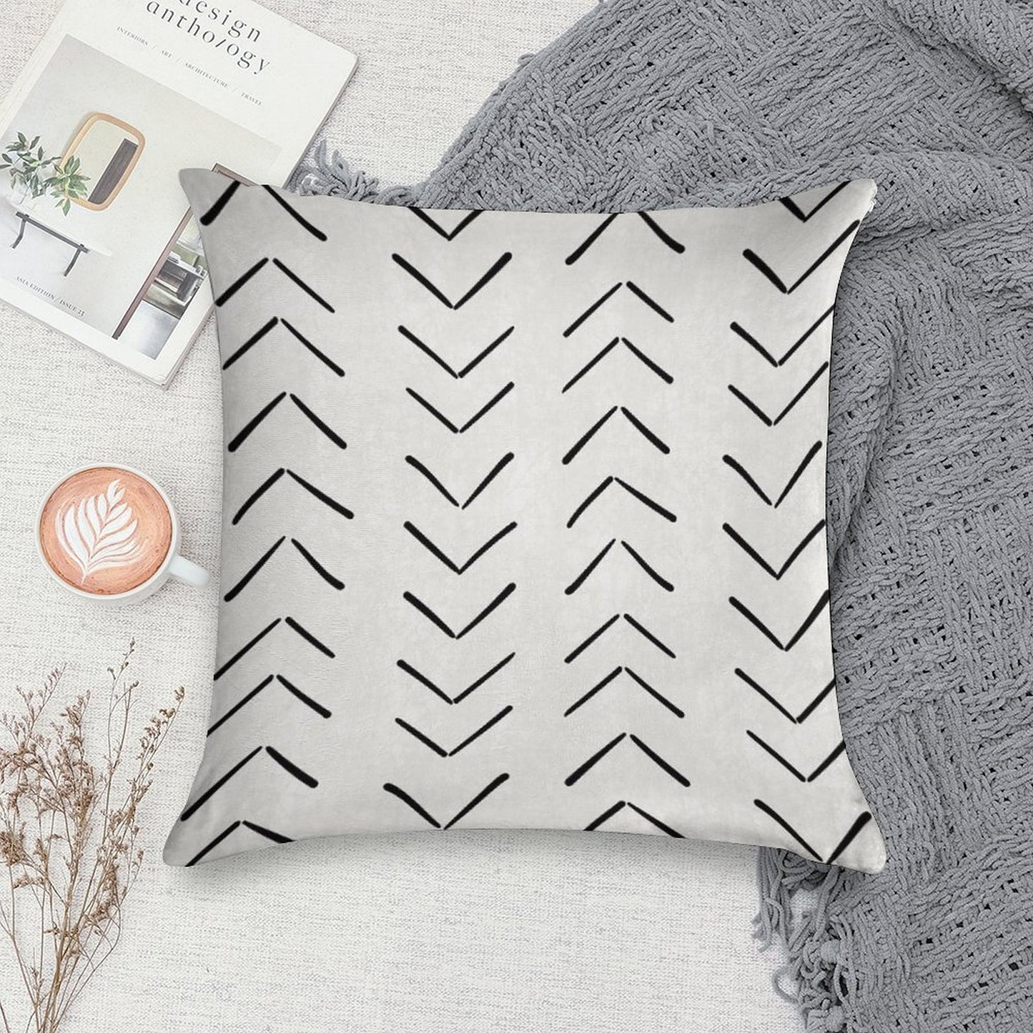 Boho Big Arrows in White And Black Soft Skin-Friendly Throw Pillow
