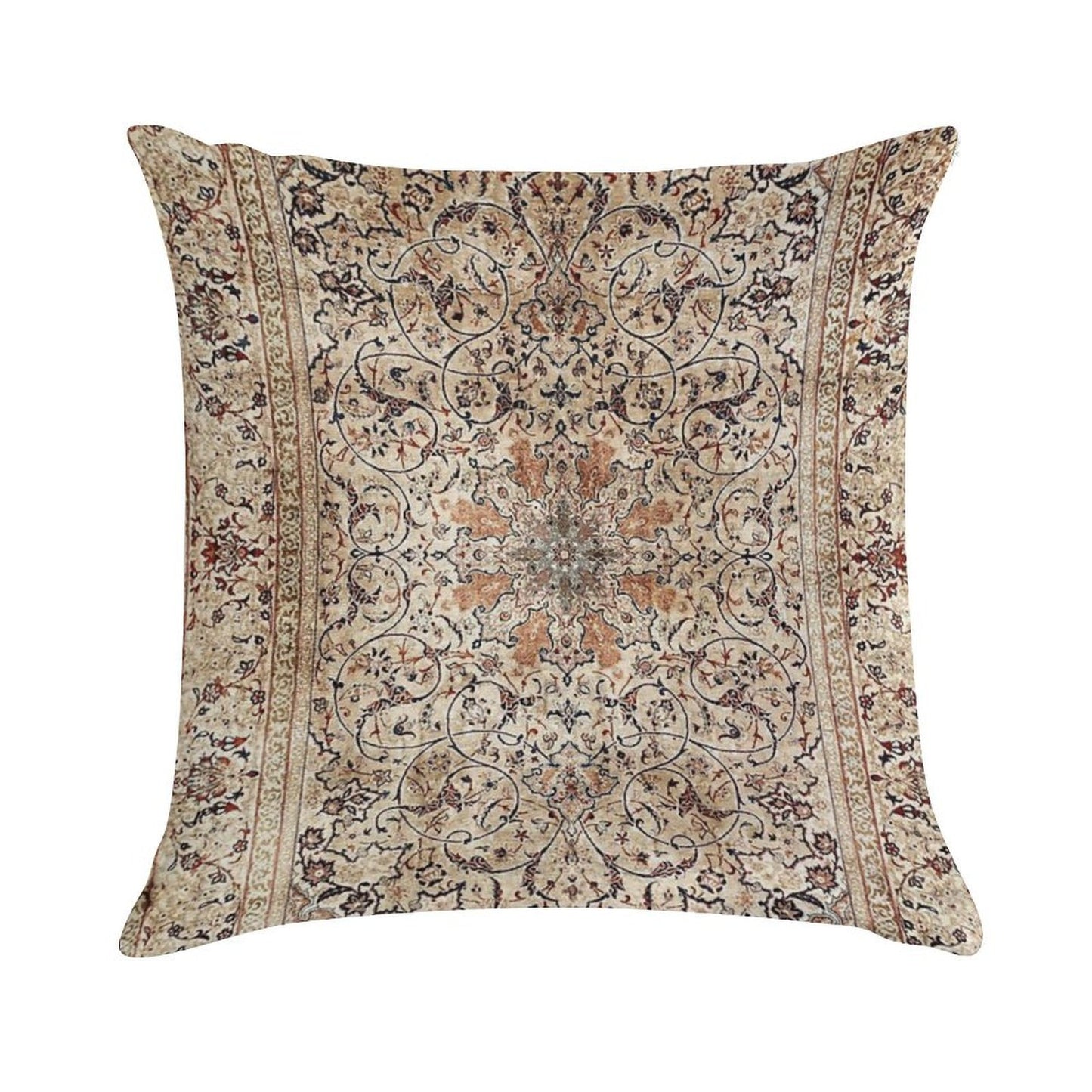 Silk Esfahan Persian Carpet Print Soft Style Accent Throw Pillow