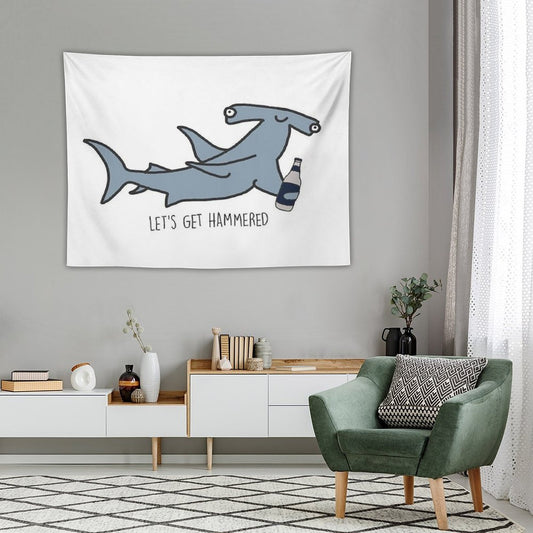 Lets Get Hammered Hammerhead Shark Tapestry