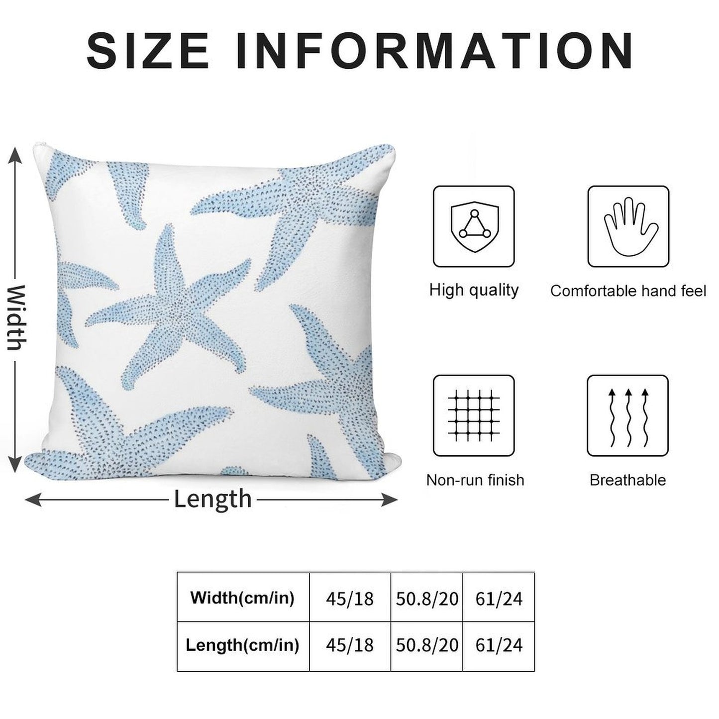 Dancing Blue Starfish Soft Style Accent Throw Pillow