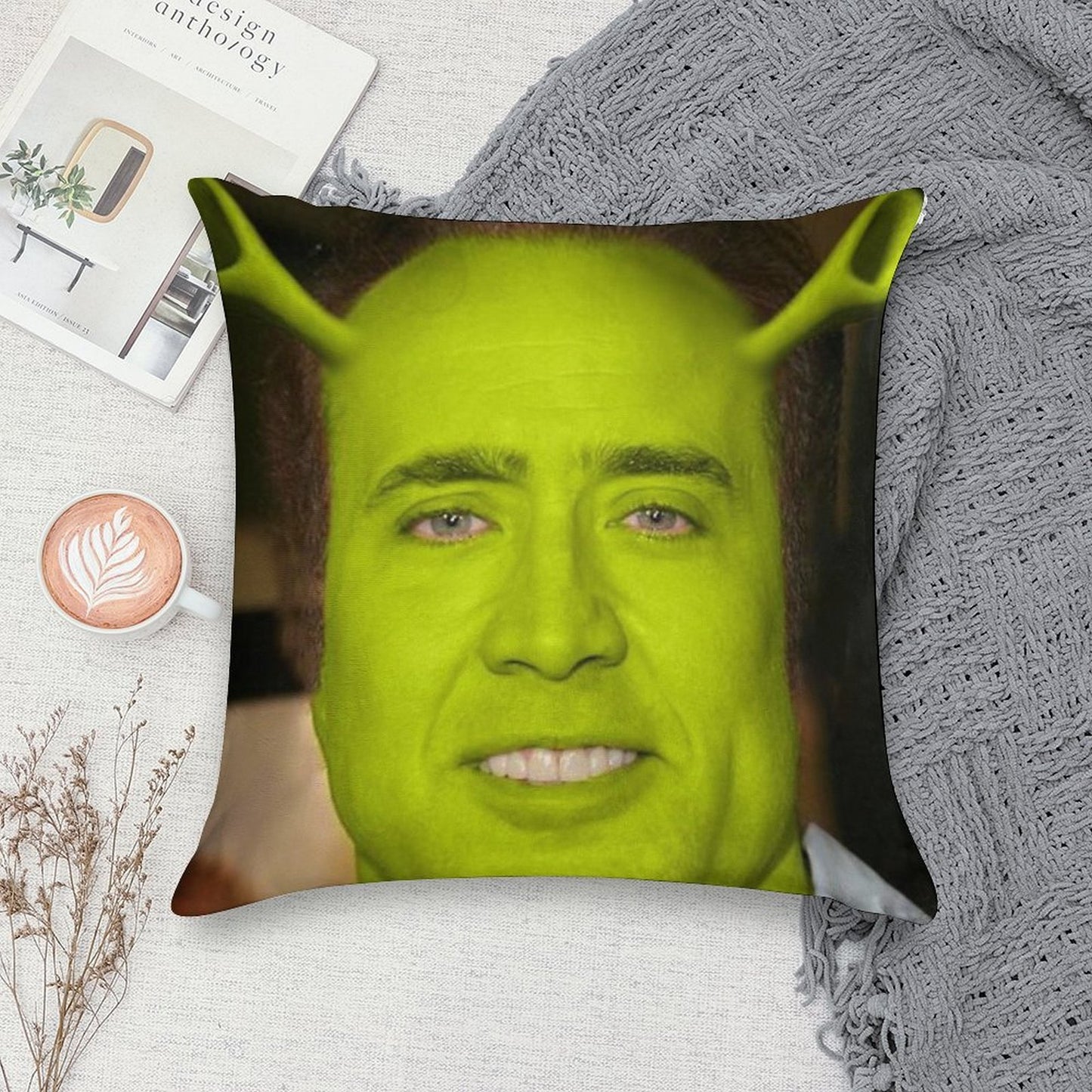 Nicolas CageShrek Soft Multiple Sizes Throw Pillow