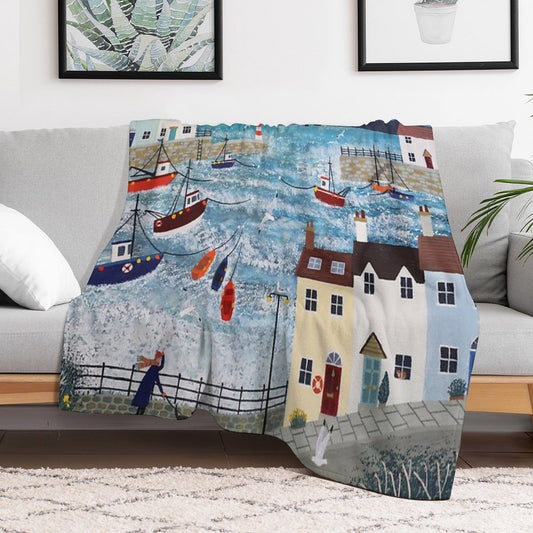 Stormy Harbour Throw Blanket