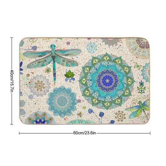 Boho Dragonfly Mandalas Bath Mat