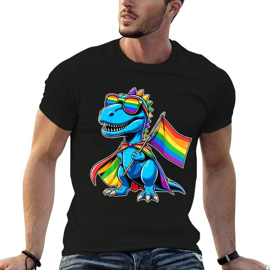 Dinosaur Gay Pride LGBT Rainbow Trendy Pattern T-Shirt