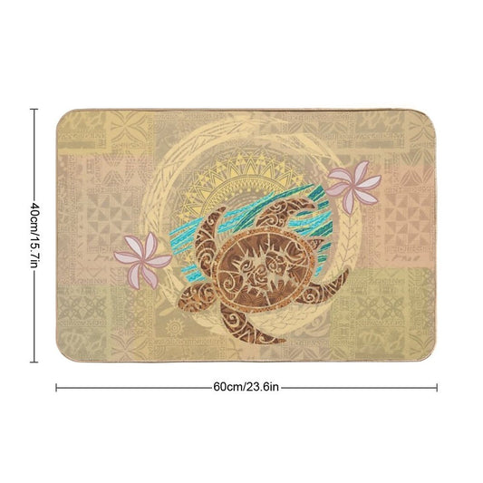 Vintage Samoan Turtle Tapa Print Bath Mat