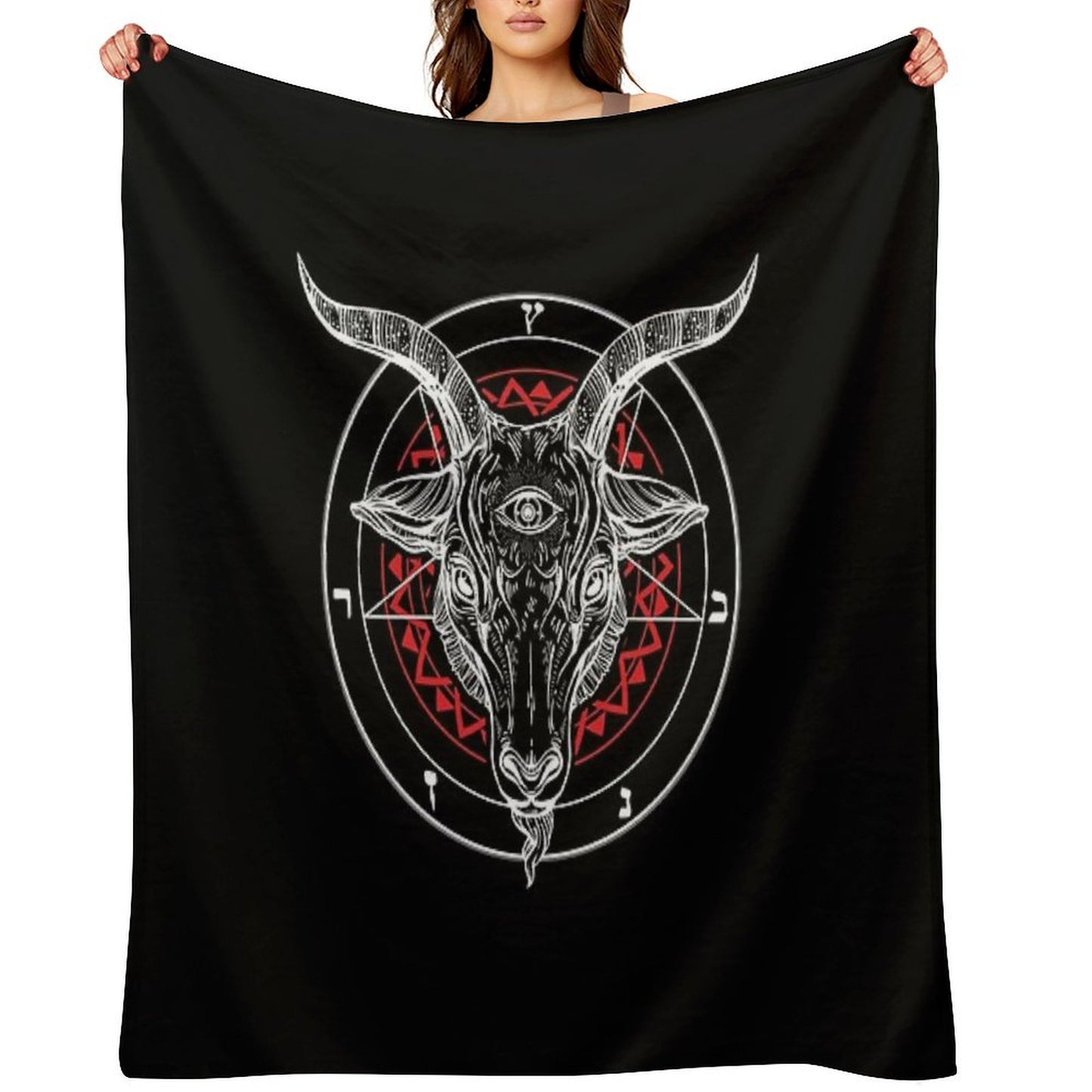 Satanic Goat Baphomet Circle Satan Symbol  Lucifer Devil Throw Blanket