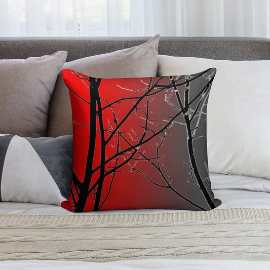 Red And Gray Soft Easy Maintenance Throw Pillow