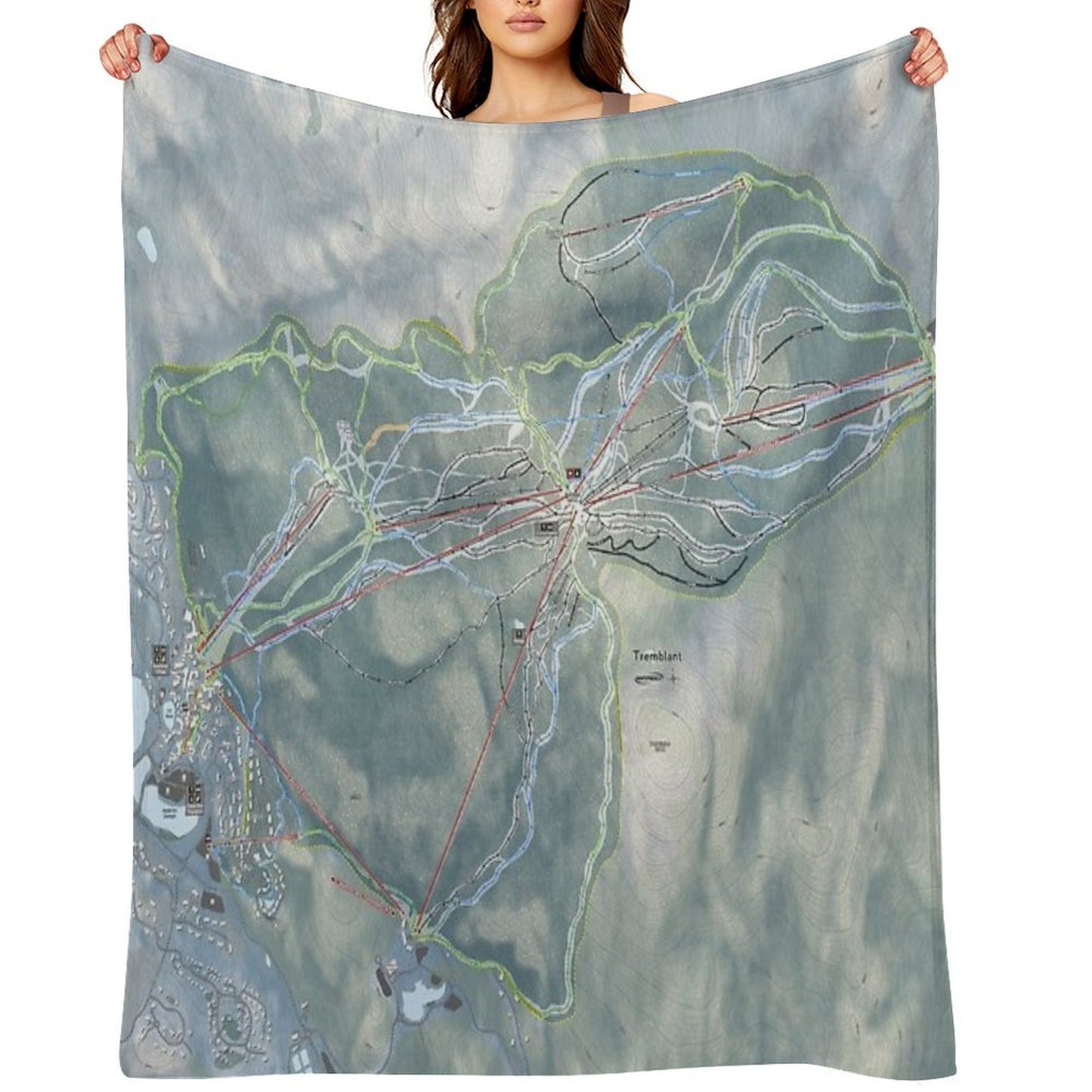Tremblant Resort Trail Map Throw Blanket